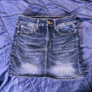2000s American Eagle Outfitters Vintage Dark Blue Denim Mini Skirt